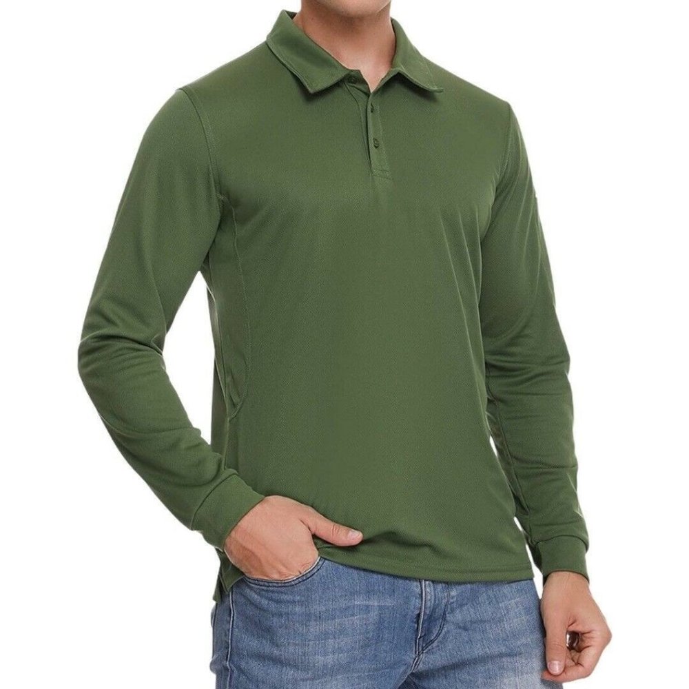 4/$25 Sykooria Performance Outdoor Quick Dry Golf Shirt Long Sleeve Men Size L